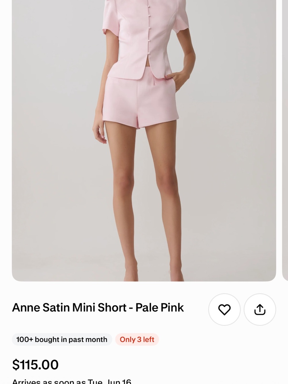 NWT Meshki Pale Pink High-Waist Satin Shorts